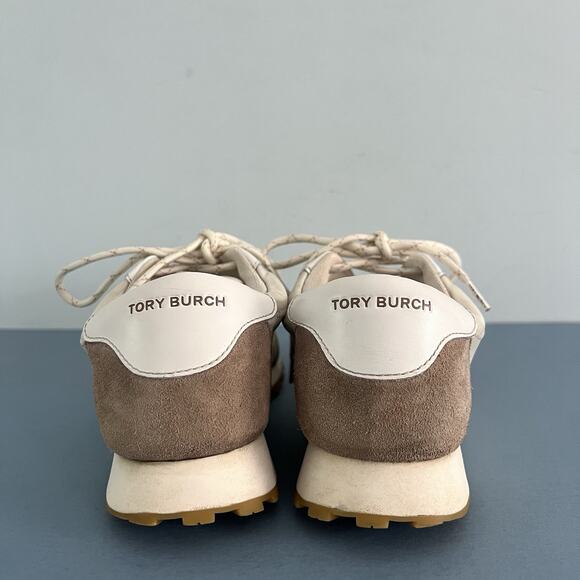 Tory Burch Annie Nylon Suede Ivory White Runner Sneakers - Picture 6 of 9